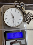 Часы старинные John Salter, производство H. Moser, серебро, d 45 мм, ключевка, 19 век, фото №10