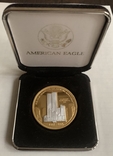 Монета США, памяти 11 сентября 2001 г. Серебро 999 и 24 каратное покрытие золотом, фото №2