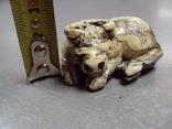 Figure miniature netsuke bone bull figurine bull height 2.7 cm, length 4.5 cm, weight 28.81 g, photo number 3