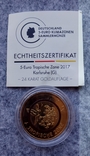 Германия 5 евро 2017 UNC Климатические Зоны позолота сертификат, фото №2
