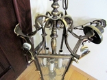 Large chandelier 10 kg. Art Deco brass beveled glass Europe, photo number 4