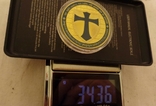 L Масонская Позолоченная Монета Тамплиерский Масонский Знак Крест на ней в капсуле М68, фото №6