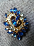 Blue brooch with stones, photo number 7