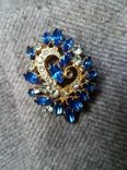 Blue brooch with stones, photo number 8