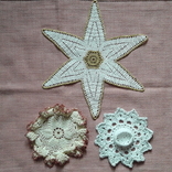 Кружево комплект салфеток Праздничный, звезда, подсвечник, коклюшки, фото №3