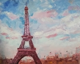 Мастихиновая живопись, "Небо Парижа", картина маслом на холсте с подрамником 35х45, фото №3