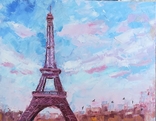 Мастихиновая живопись, "Небо Парижа", картина маслом на холсте с подрамником 35х45, фото №5