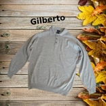 Gilberto Элегантный стильный мужской свитер на пуговицах серый полушерсть, фото №3