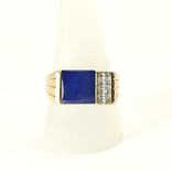 Винтажный золотой перстень с темно-синим кварцем и бриллиантами, photo number 3