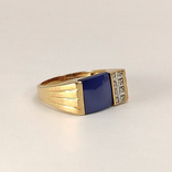 Винтажный золотой перстень с темно-синим кварцем и бриллиантами, photo number 4