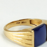 Винтажный золотой перстень с темно-синим кварцем и бриллиантами, photo number 7