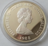 1 Крона 1988, ( Кольцехвостая Игуанна ) Серебро 0.925, 28.5г, о.Тёркс и Кайкос, photo number 5