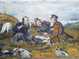 Авторская копия картины В.Г.Перова "Охотники на привале".1955г.90х60см.А.Долганов, фото №3