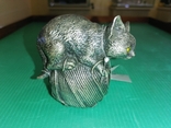 Серебряная фигура ручной работы "Кот и клубок ниток", фото №4
