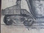 Соцреализм. Рисунок с натуры. Вагон-чугуновоз, карандаш, 1970-е, фото №5