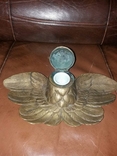 Антикварна бронзова чорнильниця у вигдяді сови, фото №5