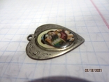 Старый pendant Света Мария серебро 900 эмаль фарфор ручной раскрас 1900-1920, фото №8
