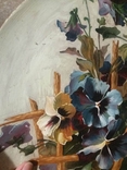 Антикварні настінні тарілки, 2 шт.,живопис, розпис фарбами, квіти, фото №3