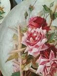 Антикварні настінні тарілки, 2 шт.,живопис, розпис фарбами, квіти, фото №6