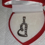 Кулон сердечко серебро 925 с россыпью циркония., фото №4