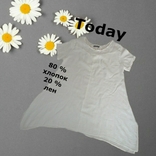 Today хлопок + лен Легкая воздушная блуза удлиненная белая бохо стиль Италия, фото №2