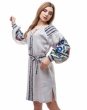 Сукня вишита жіноча Борщівські барви льон сірий, фото №2