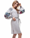 Сукня вишита жіноча Борщівські барви льон сірий, фото №3