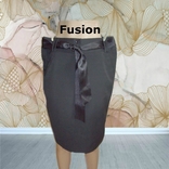 Fusion Стильная красивая офисная юбка черная с атласным ремешком 42 Турция, photo number 2