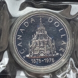 1 доллар, Канада, 1976 год, 100 лет парламентской библиотеке, серебро, photo number 2