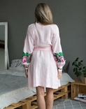 Сукня вишита жіноча лляна Троянди, льон рожевий, фото №4