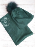 Стильный комплект шапка и хомут / темно-зеленый, фото №5