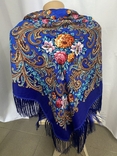 Shawl / Khustka. Color: Blue with Multicolored Pattern. New. Ukraine., photo number 3