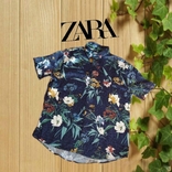 Zara relaxed fit Вискоза Стильная мужская рубашка короткий рукав в цветочный принт, фото №3