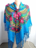 Shawl / Khustka. Color Sea Wave with Multicolored Pattern. New Ukraine., photo number 2