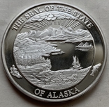 Монеты США, 2 шт. Набор ALASKA серебро, позолота, по 1 унции, 999, 2002 год, photo number 5