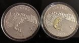 Монеты США, 2 шт. Набор ALASKA серебро, позолота, по 1 унции, 999, 2002 год, photo number 6