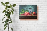 Мастихиновая живопись, Натюрморт с персиками и черешней, картина м/х с подрамником 35х45, фото №8