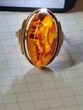 Золотое кольцо 583 пробы СССР с янтарем Калининград, фото №10