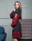 Сукня вишита жіноча льняна Дівчина Хлібороба льон чорний, photo number 4