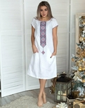 Сукня вишита жіноча 'Буковель' льон білий, фото №2