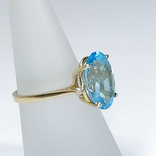 Винтажное золотое кольцо с на туральным топазом и бриллиантами, фото №3