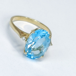 Винтажное золотое кольцо с на туральным топазом и бриллиантами, photo number 5