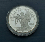 Серебряные 20 бальбоа, 1982 г., (122,0 г; 0.500 проба); Панама, "Васко Нуньес де Бальбоа", photo number 7