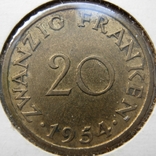  Saarland 20 francen 1954, photo number 2