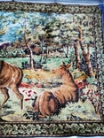 Старовинний оксамитовий гобелен, Сімейство оленів біля ставка., фото №5