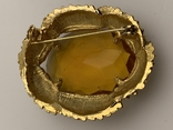 Винтажная овальная брошь с большим желтым камнем, фото №4