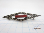 Brooch silver 925 marcasite with carnelian vintage, photo number 6