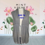 Mint Velvet Льняной Стильный люкс бренд женский кардиган/жилет с кармашками серый меланж, фото №2