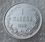 1 Марка 1908 г. для Финляндии, серебро, фото №2