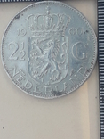 2 1/2 гульдена, Нидерланды, 1960 год, королева Юлиана, серебро, 0.720, 14.97 гр., фото №3